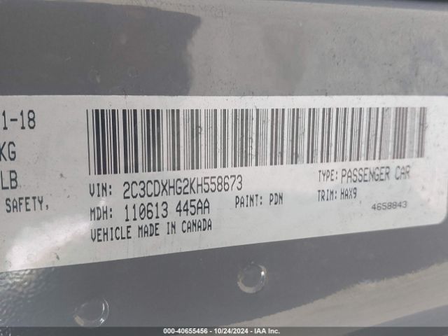 2C3CDXHG2KH558673 Dodge Charger Gt Rwd