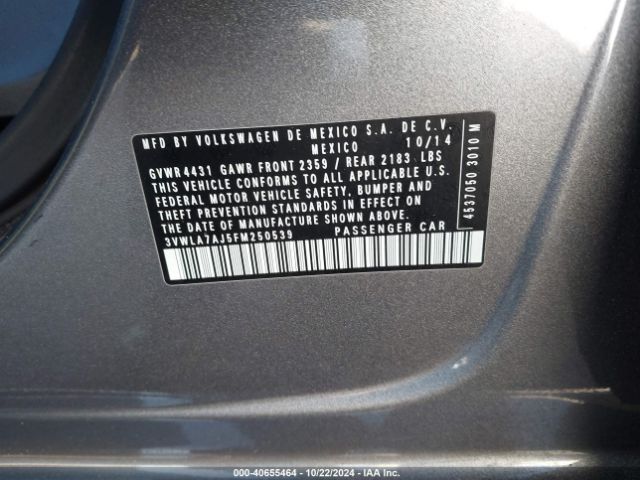3VWLA7AJ5FM250539 Volkswagen Jetta 2.0l Tdi Sel