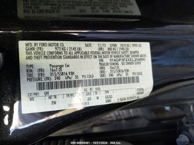 Ford FOCUS SE 2014 1FADP3F2XEL204890 Image 9