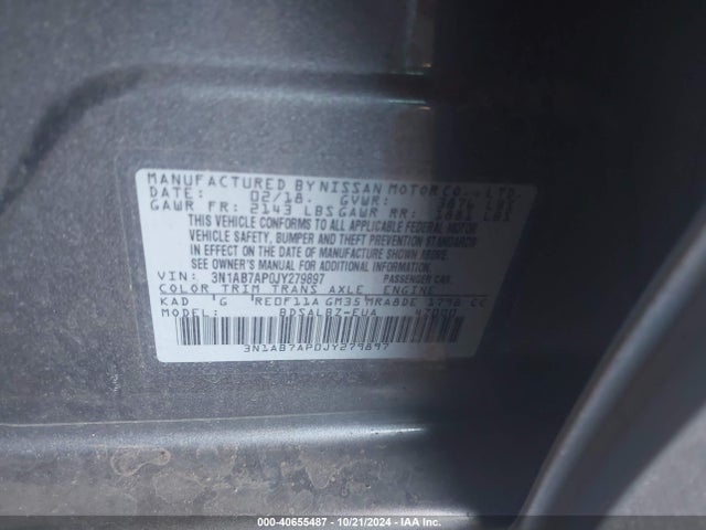 Nissan SENTRA S 2018 3N1AB7AP0JY279897 Image 9