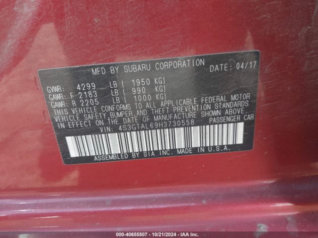 4S3GTAL69H3730558 Subaru Impreza 2.0i Sport