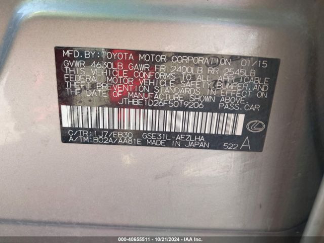 JTHBE1D26F5019206 Lexus IS 350