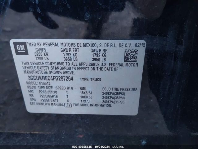 3GCUKREC4FG297264 Chevrolet Silverado 1500 1lt