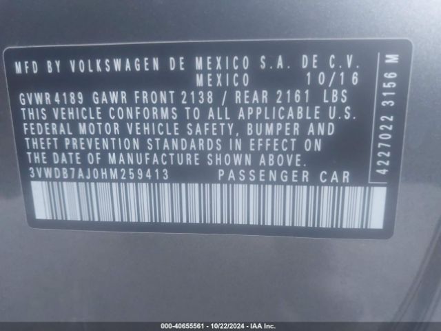 3VWDB7AJ0HM259413 Volkswagen Jetta 1.4t Se