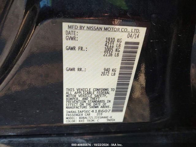 Nissan Altima 2.5 Sv 2014 1N4AL3AP5EC418607 Image 9