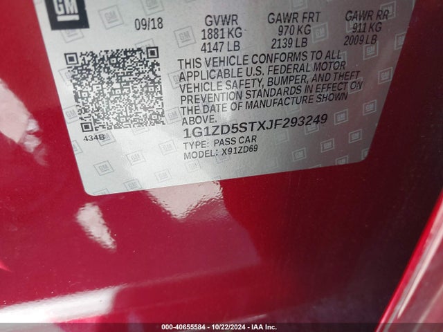 Chevrolet MALIBU LT 2018 1G1ZD5STXJF293249 Image 9
