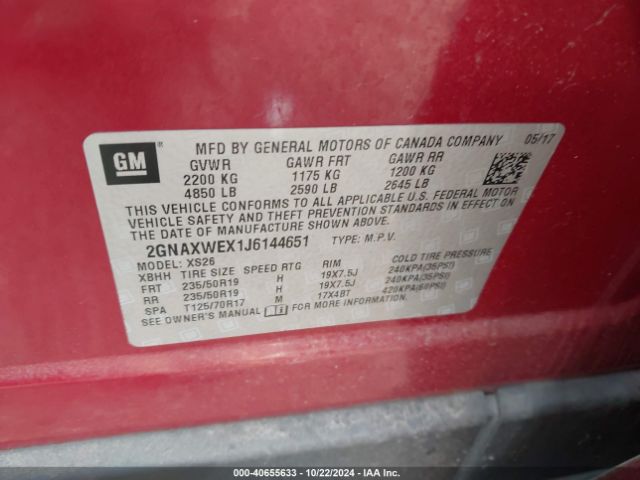 2GNAXWEX1J6144651 Chevrolet Equinox Premier
