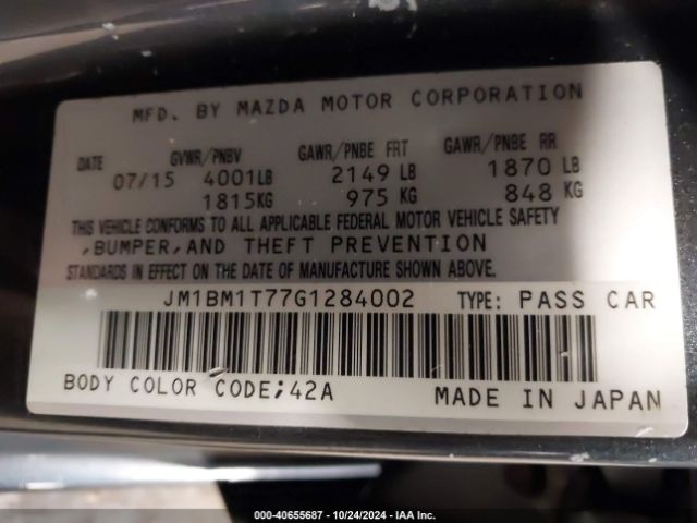 JM1BM1T77G1284002 Mazda Mazda3 I Sport