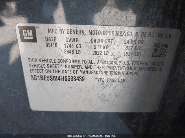 Chevrolet Cruze Lt Auto 2017 3G1BE5SM4HS533439 Image 9