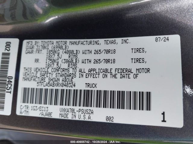 5TFLA5ABXRX040324 Toyota Tundra Sr5