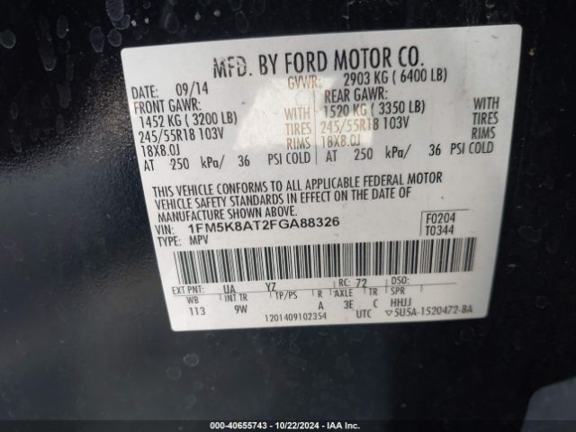 1FM5K8AT2FGA88326 Ford Utility Police Interceptor