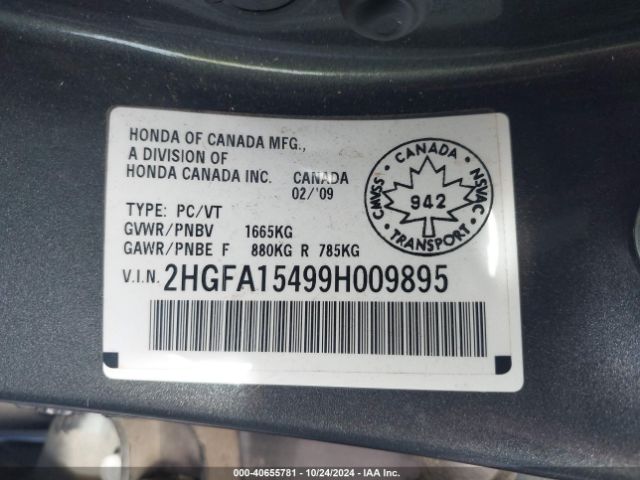 2009 HONDA CIVIC SDN 2HGFA15499H009895 Photo 8