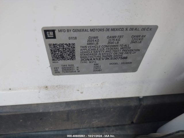 3GNAXKEV3KS507588 Chevrolet EQUINOX LT