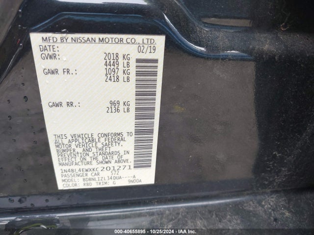 Nissan Altima 2.5 Sl 2019 1N4BL4EWXKC201271 Image 9