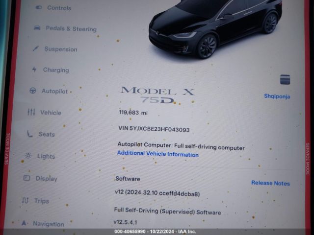 5YJXCBE23HF043093 Tesla Model X 100d/75d/90d