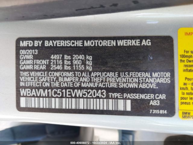 WBAVM1C51EVW52043 BMW X1 Sdrive28i