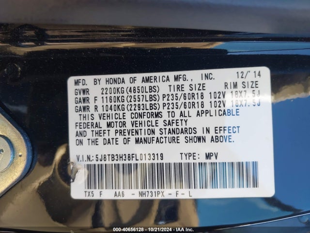 Acura RDX 2015 5J8TB3H38FL013319 Image 9