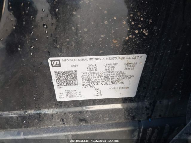 3GNAXKEV2NL302505 Chevrolet Equinox Fwd Lt