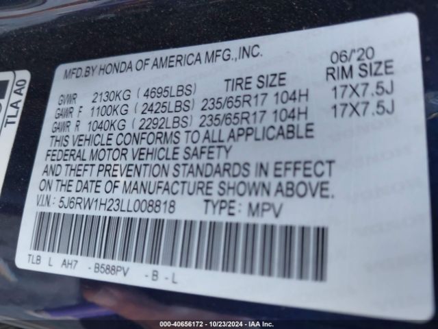 5J6RW1H23LL008818 Honda Cr-v 2wd Lx