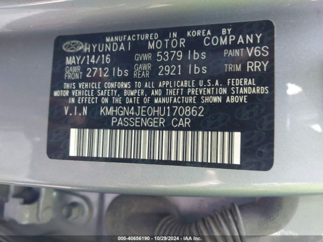 KMHGN4JE0HU170862 Genesis G80 3.8