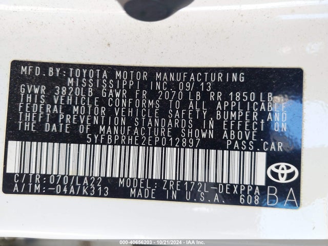 Toyota Corolla Eco/eco Plus/eco Premium 2014 5YFBPRHE2EP012897 Image 9