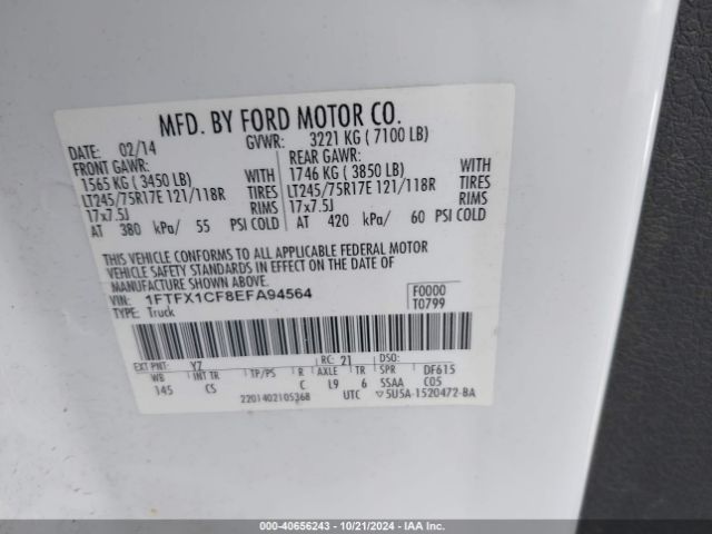 1FTFX1CF8EFA94564 Ford F-150 Xl