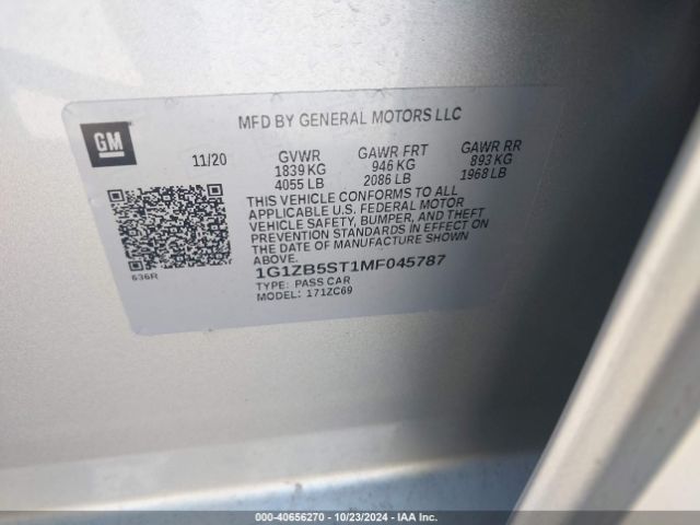 1G1ZB5ST1MF045787 Chevrolet Malibu Fwd Ls