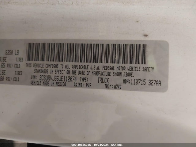 3C6URVJG6JE112074 RAM Promaster 3500 Cargo Van High Roof 159 Wb Ext