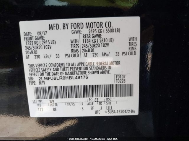 2LMPJ6LR0HBL49176 Lincoln Mkx Reserve
