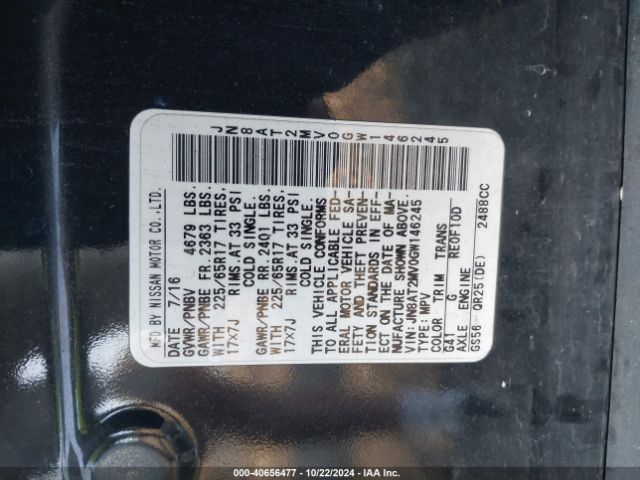 JN8AT2MV0GW146245 Nissan ROGUE S