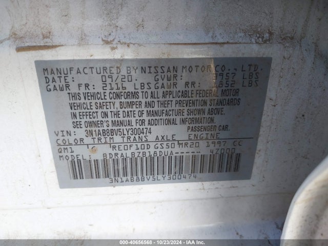 Nissan Sentra S Xtronic Cvt 2020 3N1AB8BV5LY300474 Image 9