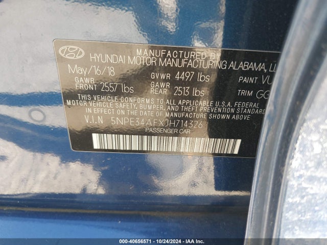 Hyundai Sonata Sel+ 2018 5NPE34AFXJH714326 Image 9