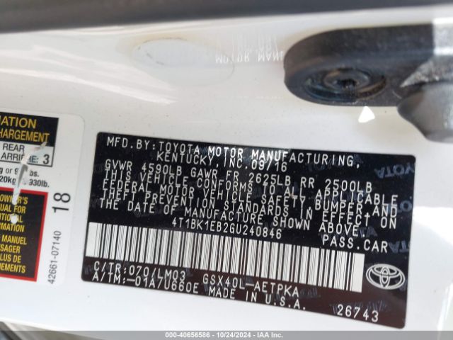 4T1BK1EB2GU240846 Toyota AVALON LIMITED