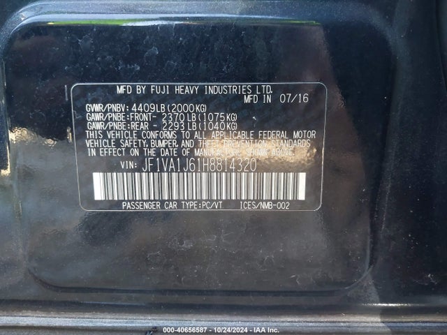 JF1VA1J61H8814320 Subaru Wrx Limited