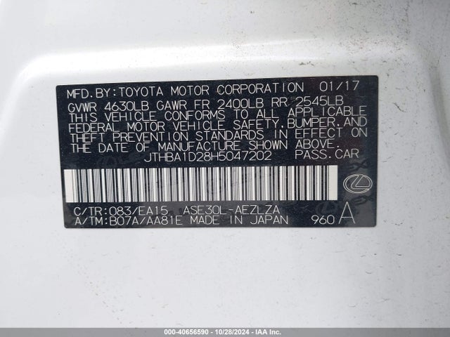 JTHBA1D28H5047202 Lexus IS 200T