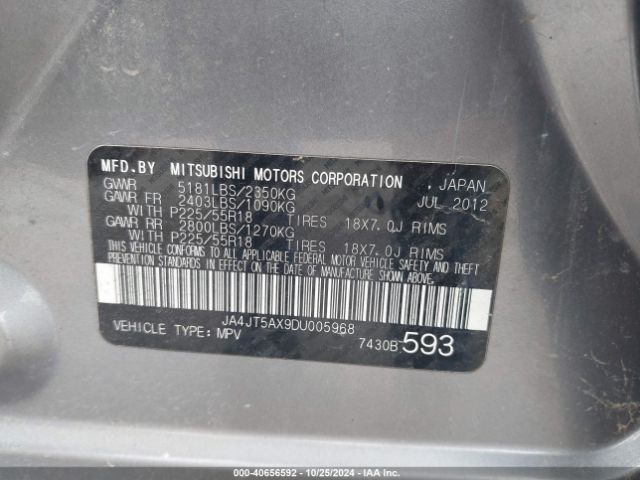 2013 MITSUBISHI OUTLANDER JA4JT5AX9DU005968 Photo 8