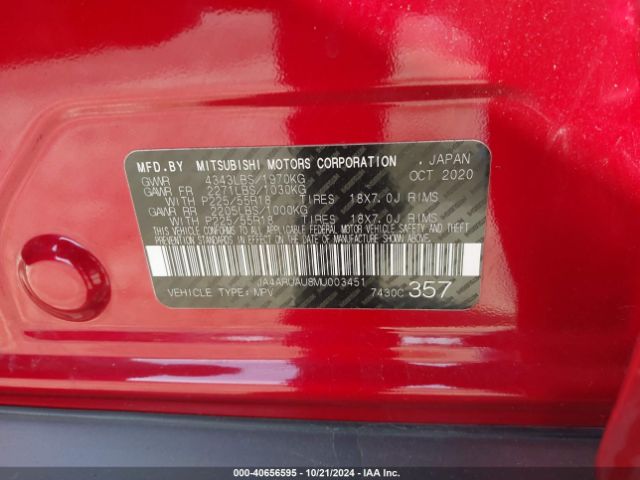 2021 MITSUBISHI OUTLANDER SPORT JA4ARUAU8MU003451 Photo 8