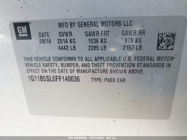 Chevrolet MALIBU LS 2015 1G11B5SL6FF140636 Image 9