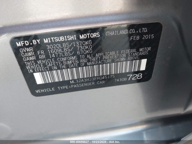 ML32A3HJ3FH045175 Mitsubishi Mirage De/rf