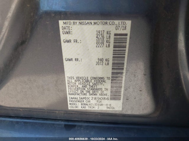 Nissan Altima 2.5 Sr 2018 1N4AL3AP0JC289086 Image 9