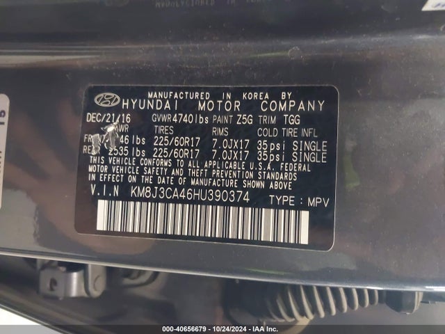Hyundai TUCSON SE 2017 KM8J3CA46HU390374 Image 9