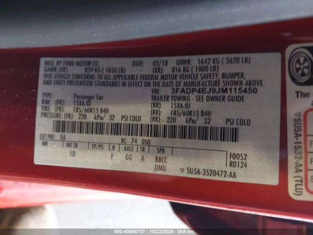3FADP4EJ9JM115450 Ford FIESTA SE