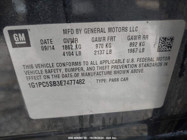 Chevrolet Cruze 1lt Auto 2014 1G1PC5SB3E7477482 Image 9