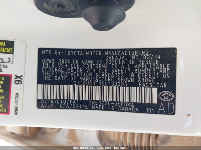 Toyota COROLLA L 2014 2T1BURHE1EC133395 Image 9