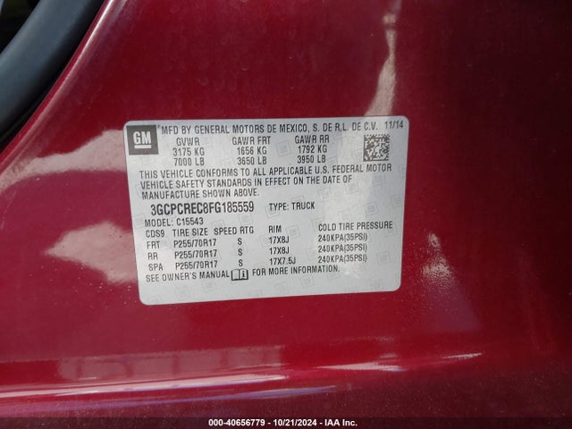 Chevrolet Silverado 1500 1lt 2015 3GCPCREC8FG185559 Image 9