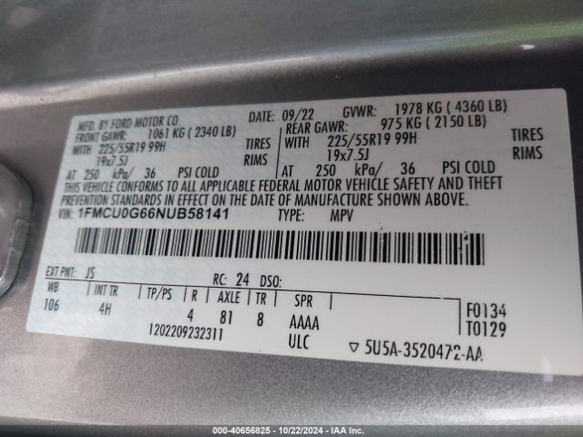 2022 FORD ESCAPE 1FMCU0G66NUB58141 Photo 8