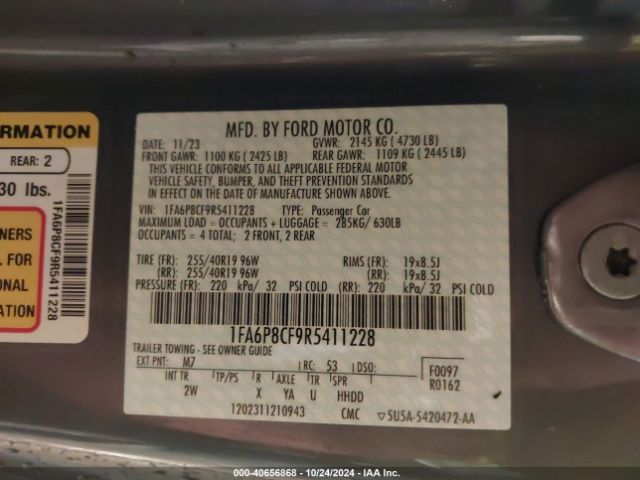 1FA6P8CF9R5411228 Ford MUSTANG GT