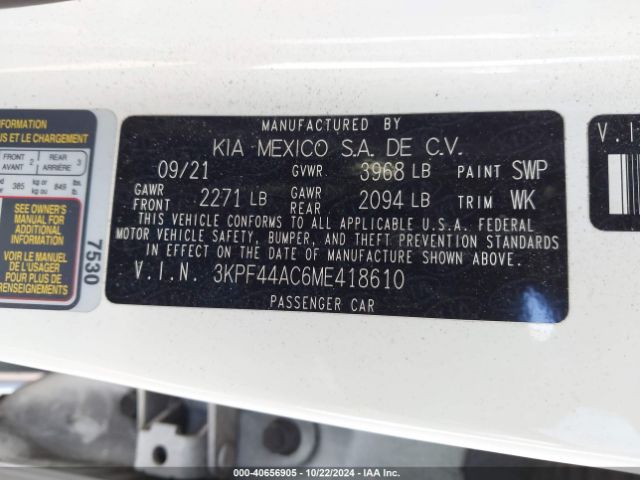 3KPF44AC6ME418610 KIA FORTE GT