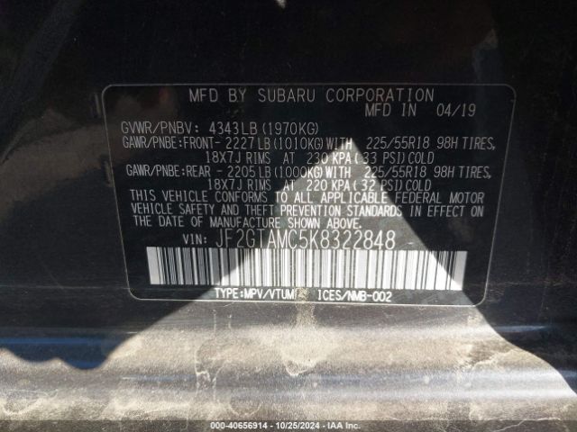 JF2GTAMC5K8322848 Subaru Crosstrek 2.0i Limited