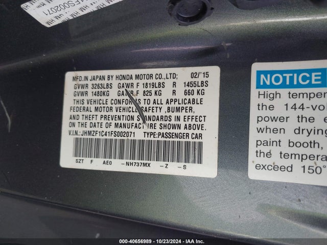 Honda CR-Z 2015 JHMZF1C41FS002071 Image 9